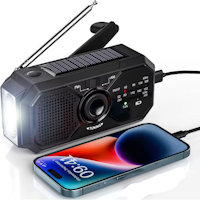 3-i-1 vevradio med solcell och powerbank 2500mAh