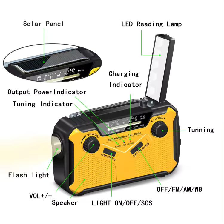 Nödradio Vevradio med Solceller & Powerbank 2500 mAh