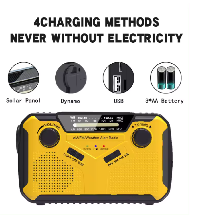 Nödradio Vevradio med Solceller & Powerbank 2500 mAh