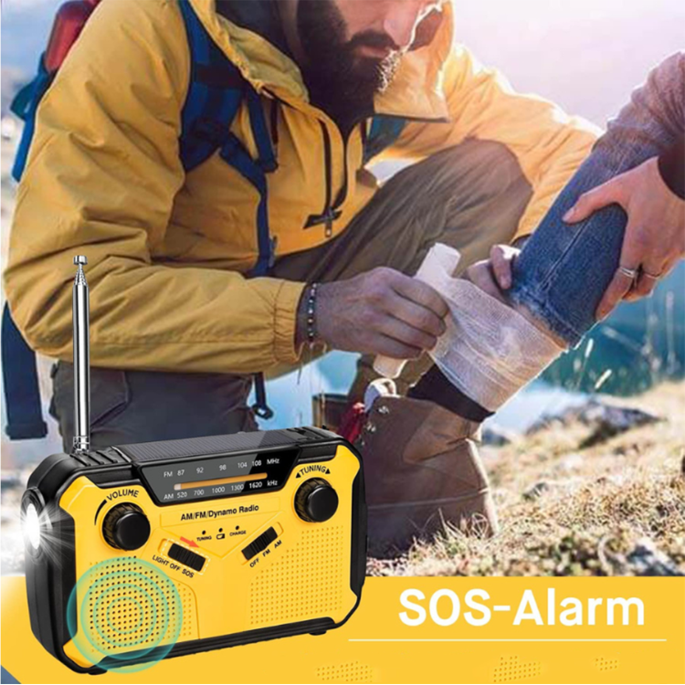 Nödradio Vevradio med Solceller & Powerbank 2500 mAh