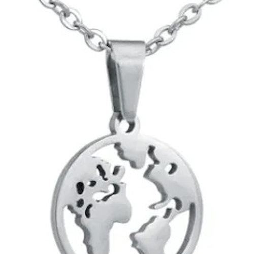 Halsband | Världskarta Silver