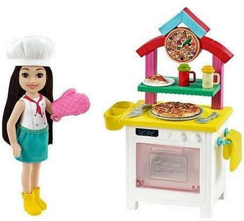 barbie chelsea can be anything pizzabagare med tillbehör