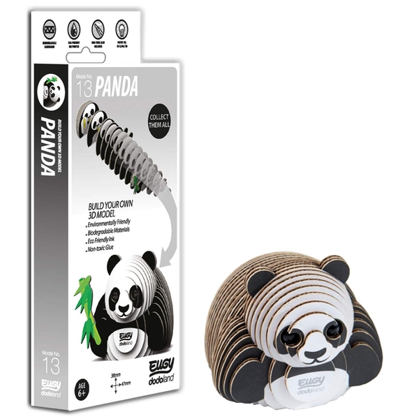 Hållbara leksaker: 3D Pussel Panda i kartong, från Eugy