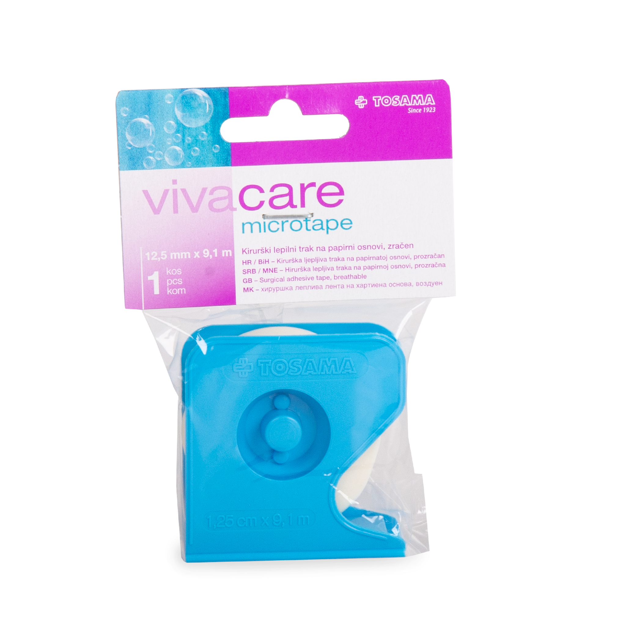 21401 Vivacare Microtape, självhäftande fixeringstejp, 12,5mmx9,1 m, 1st