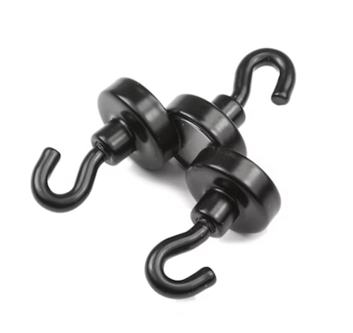 Neodymmagnet med krok | svart Ø 20,3 mm