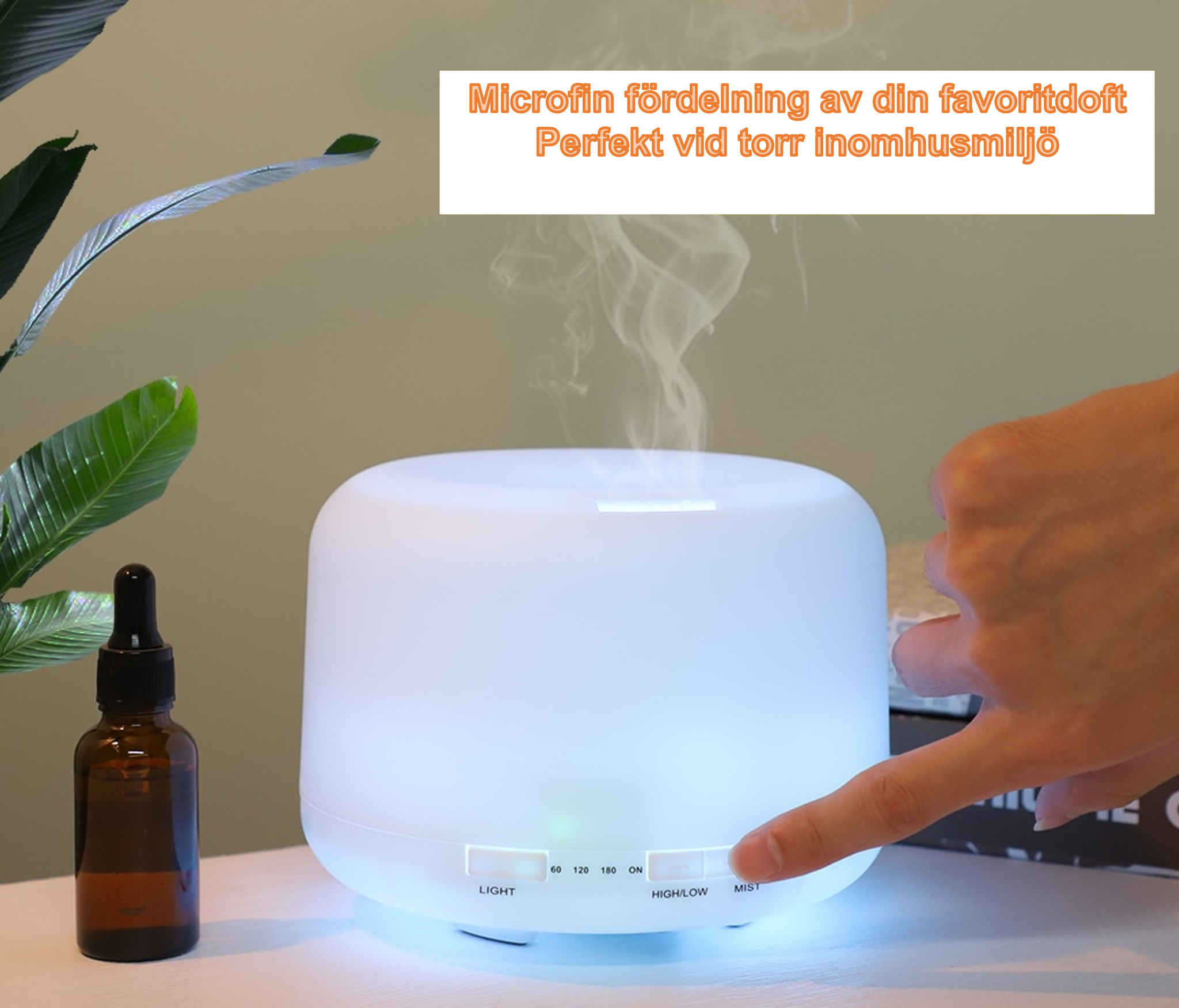 Aroma diffuser 500 ml. med led lys til hjemmet og kontoret. - Engelske  vinger Lymfesundhed og velvære