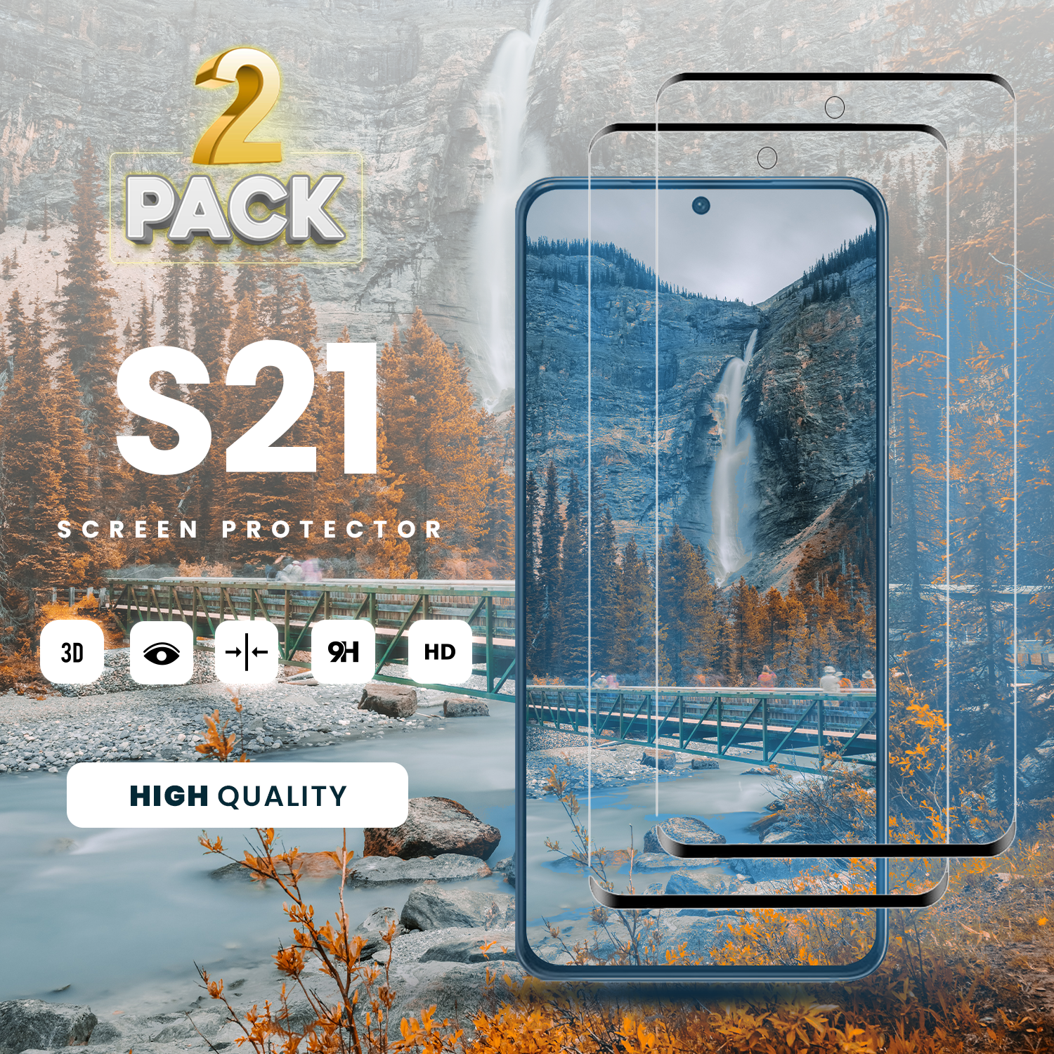 2-PACK Samsung Galaxy S21 5G - Härdat Glas 9H - Super Kvalitet 3D