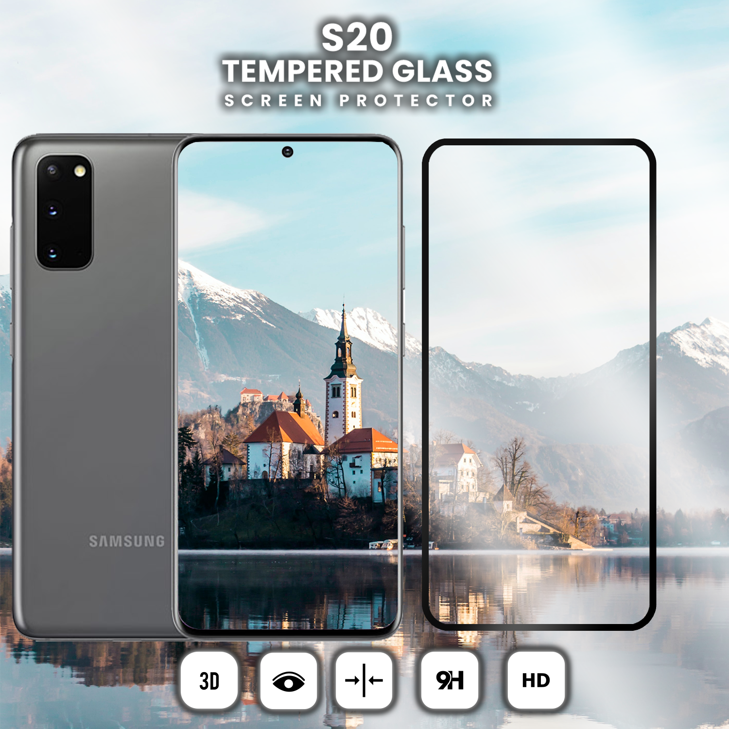 Samsung S20 - 9H Härdat Glass - Super Kvalitet 3D skärmskydd - Rivanoo