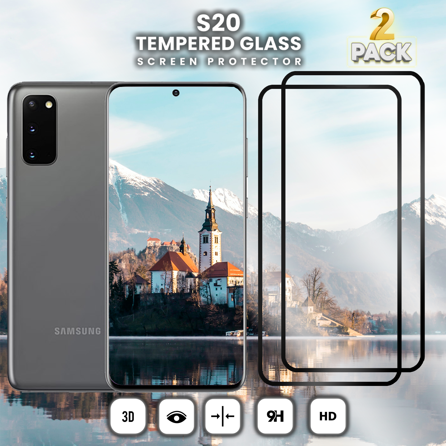 2-PACK Samsung S20 - 9H Härdat Glass - Super Kvalitet 3D skärmskydd