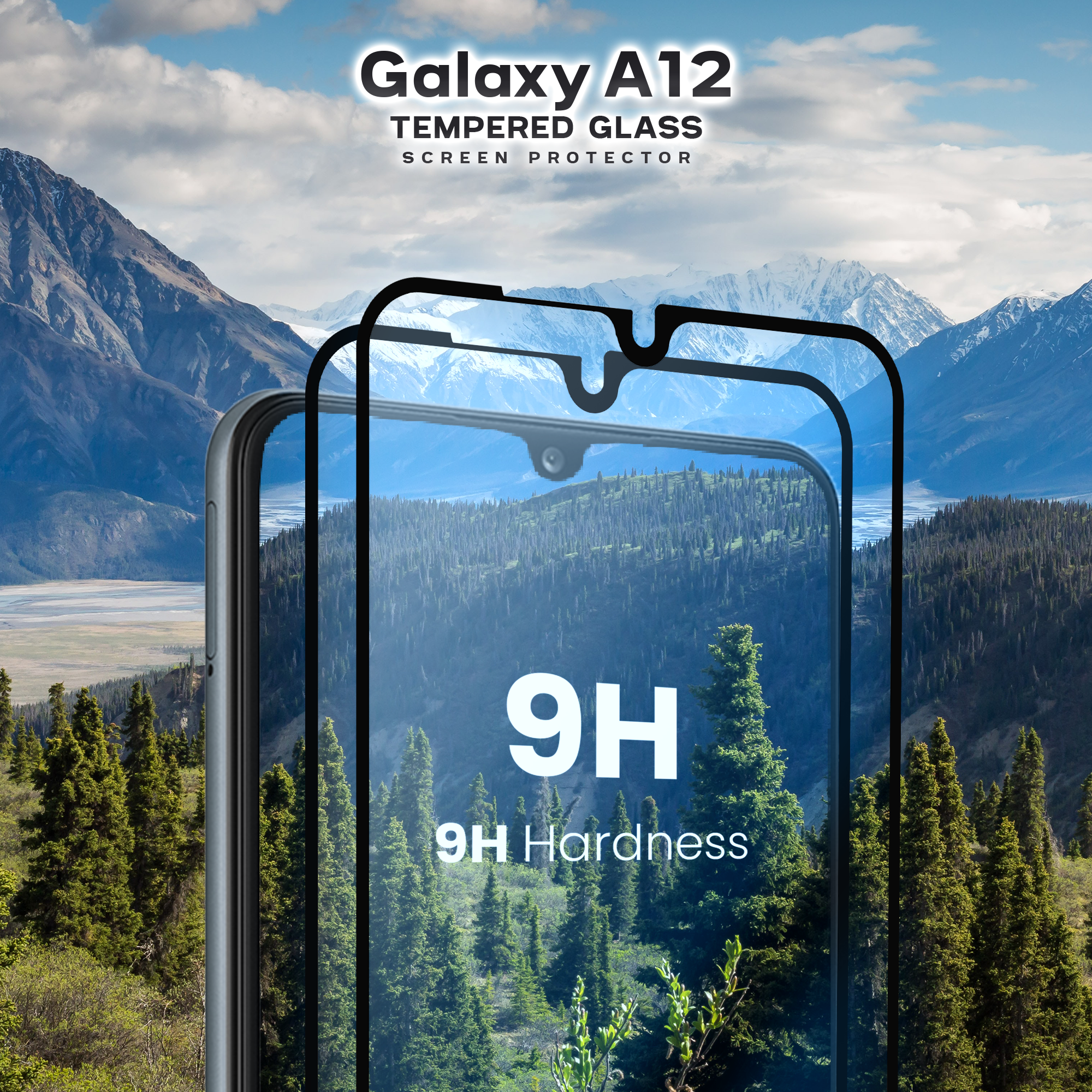 2-pack Samsung Galaxy A12 - Härdat Glas 9H-Super Kvalitet 3D Skärmskydd
