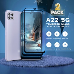 2-pack Samsung Galaxy A22 5G - Härdat glas 9H - Super kvalitet 3D
