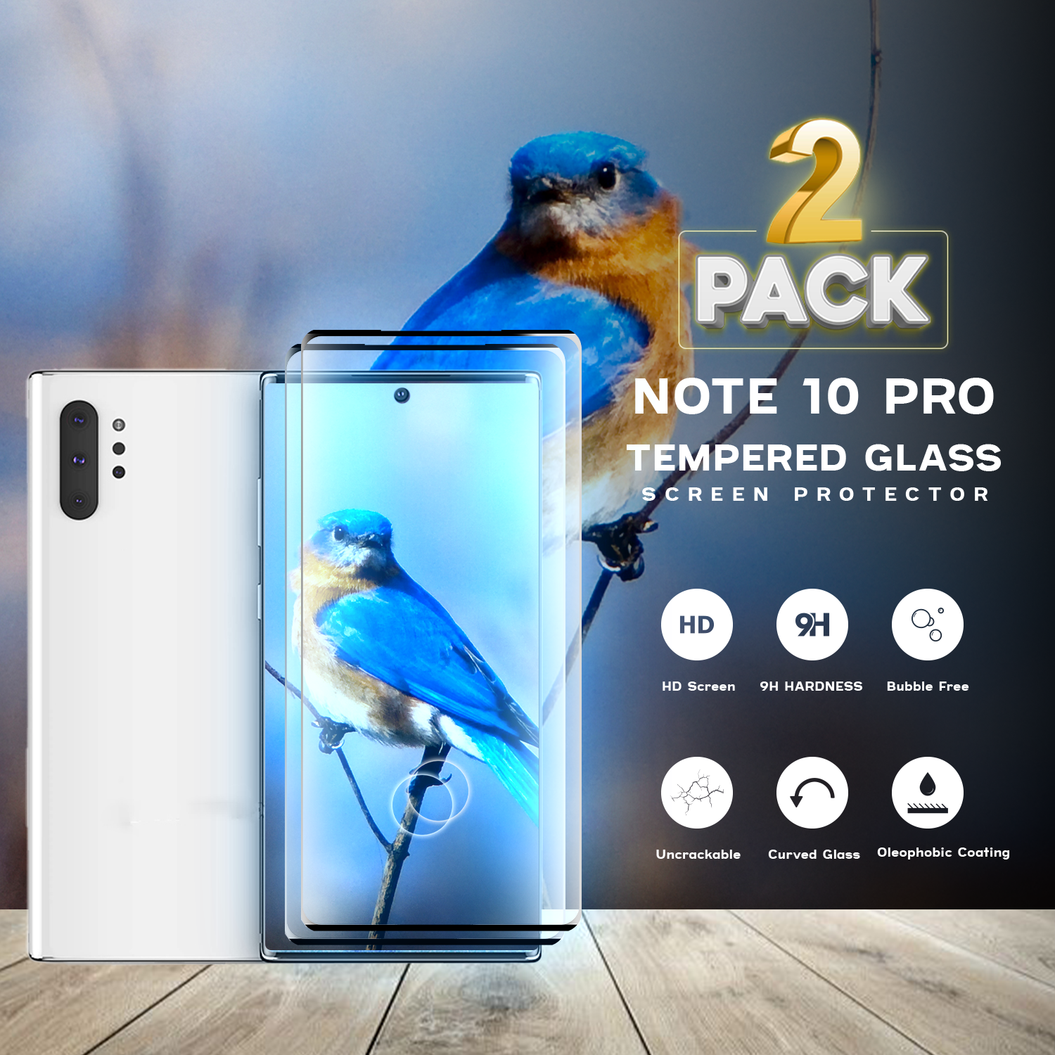2-PACK Samsung Galaxy Note 10 Pro -Härdat glas 9H –3D Super kvalitet