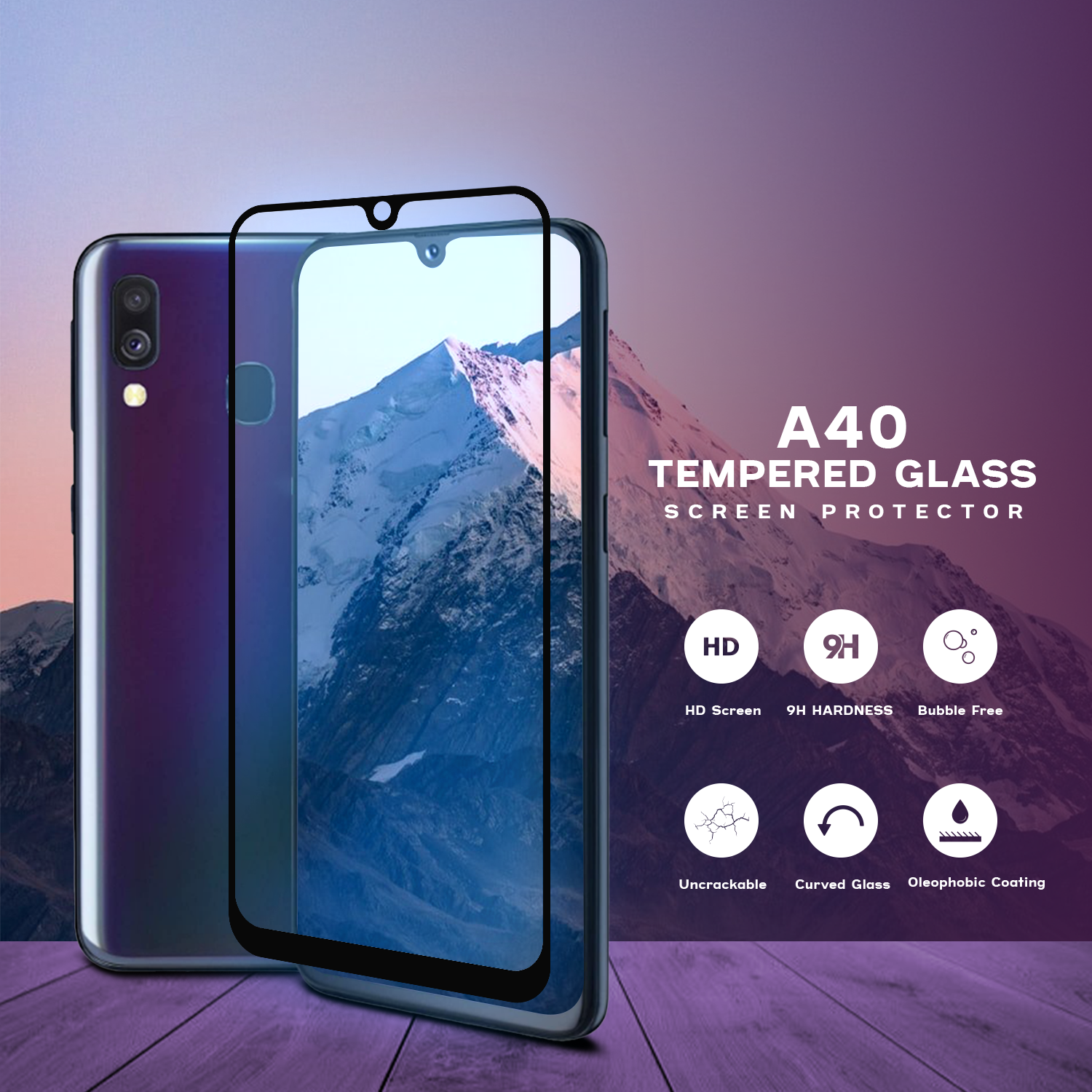 Samsung Galaxy A40 - Härdat glas 9H - Super kvalitet 3D
