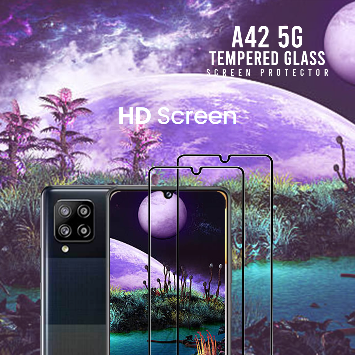 2-PACK Samsung Galaxy A42 5G - Härdat glas 9H - Super kvalitet 3D