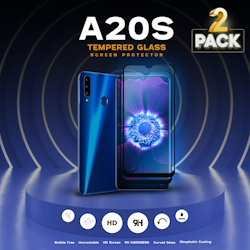 2-PACK Samsung Galaxy A20s -Härdat Glas 9H-Super Kvalitet 3D Skärmskydd