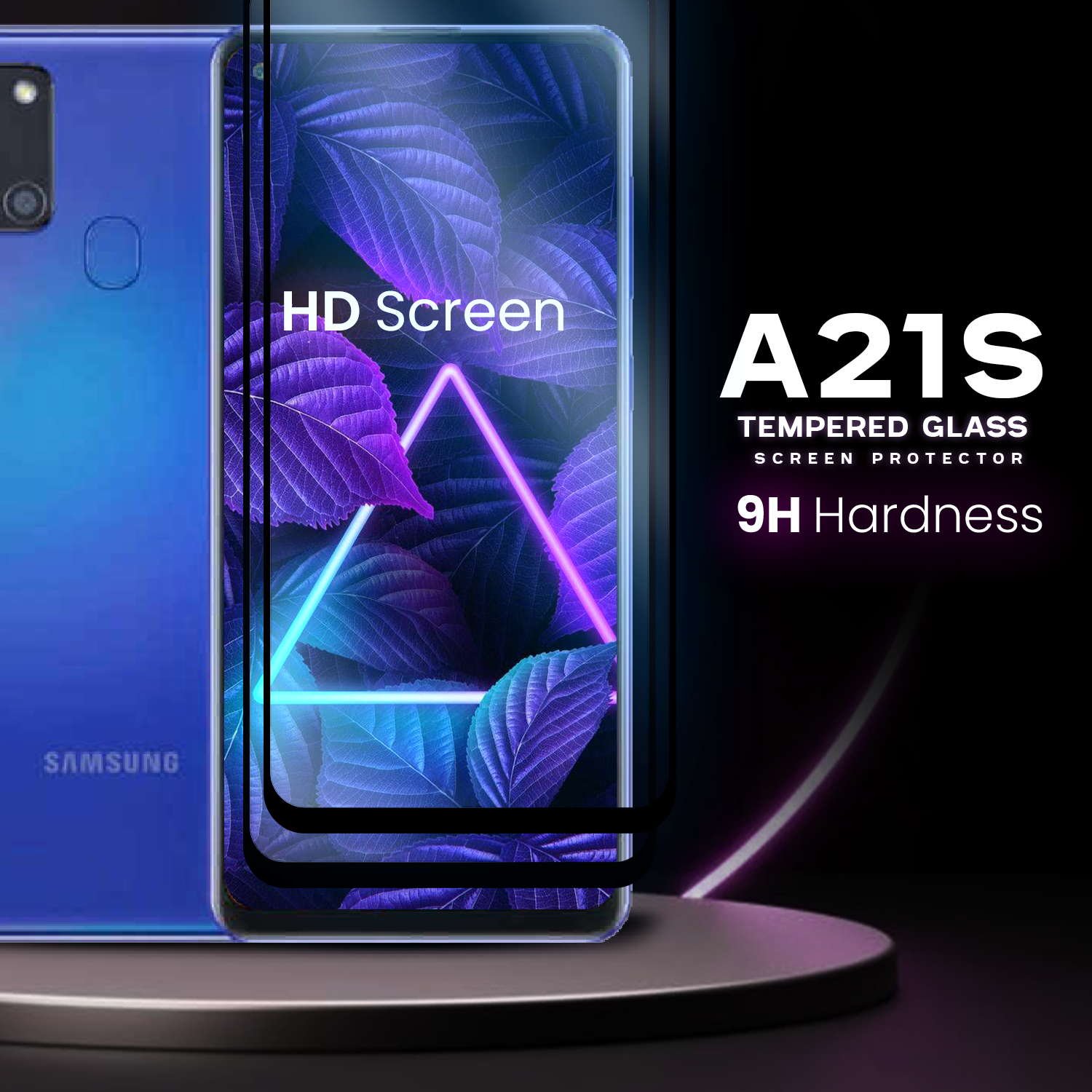 2-PACK Samsung Galaxy A21s -Härdat Glas 9H-Super Kvalitet 3D Skärmskydd