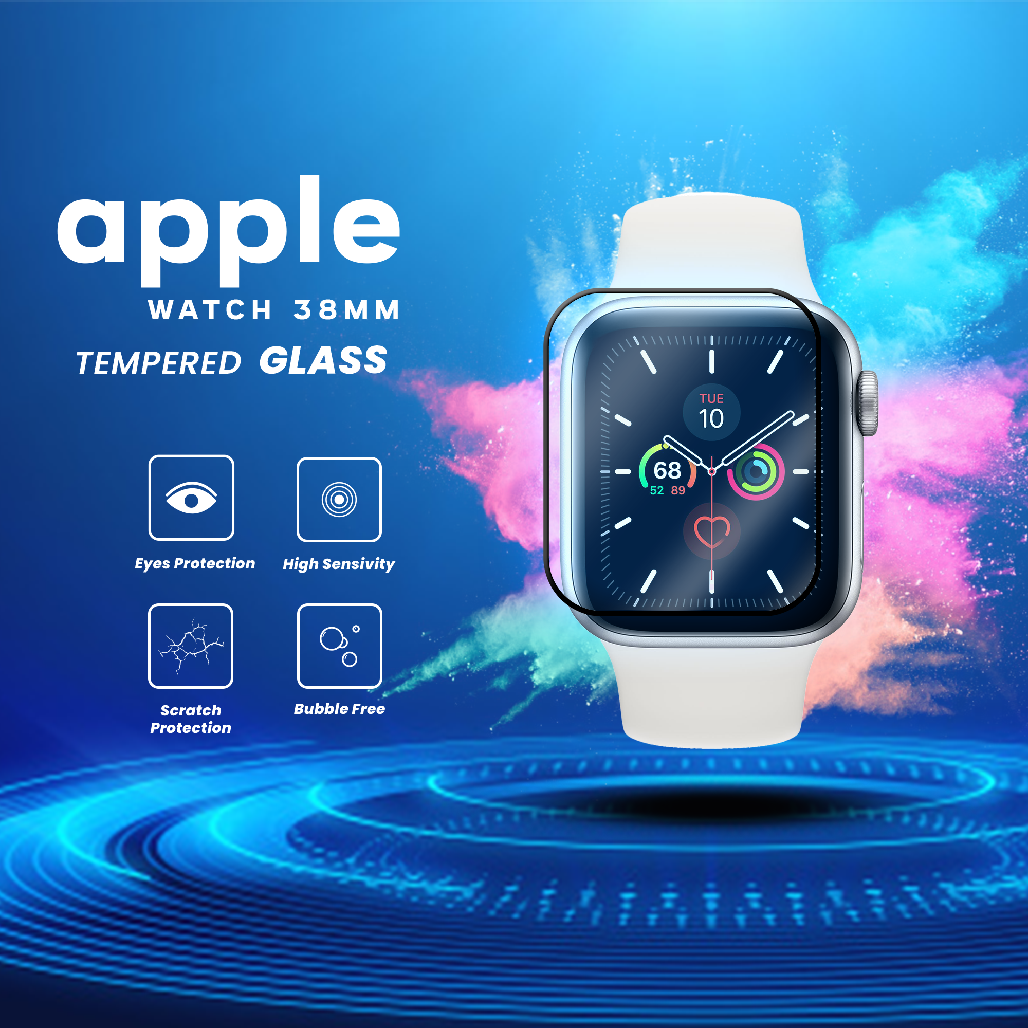 Apple Watch 38mm – Härdat glas 9H – Super kvalitet 3D Skärmskydd