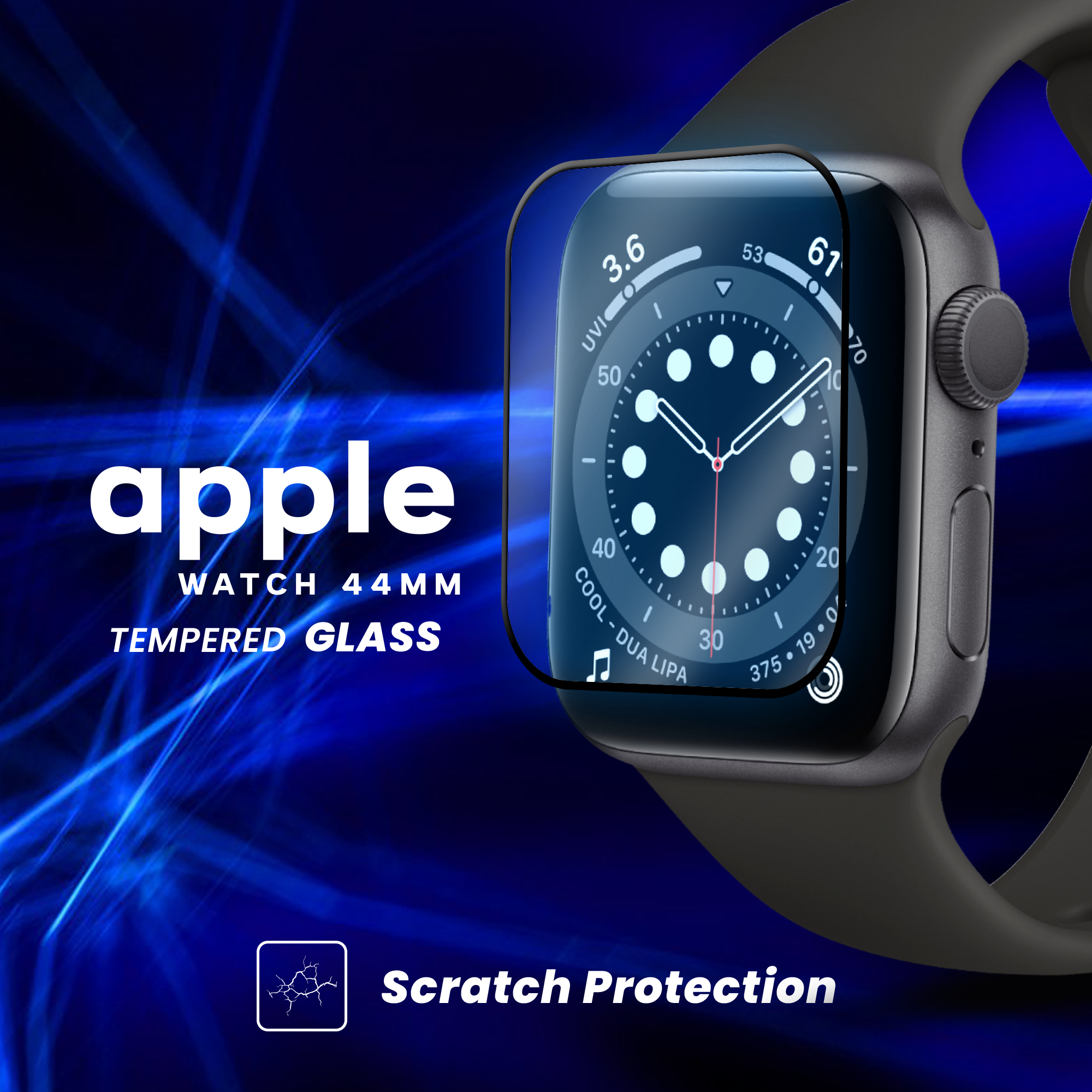 Apple Watch 44mm – Härdat glas 9H – Super kvalitet 3D Skärmskydd