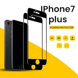 2-PACK Skärmskydd Iphone 7 PLUS Svart - Härdat Glas Skärmskydd 9H - HD