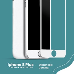 Iphone 8 PLUS Vit - 9H Härdat Glas - 3D Skärmskydd