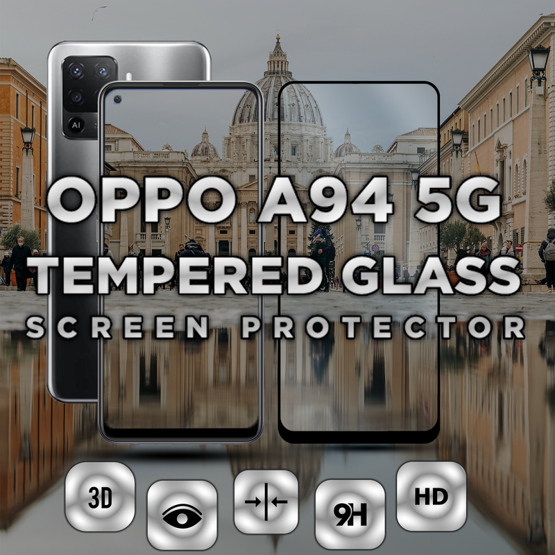 OPPO A94 5G - 9H Härdat Glass - Super kvalitet 3D