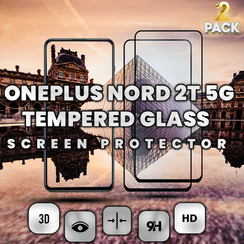 2 Pack OnePlus Nord 2T 5G -  9H Härdat Glass - Super kvalitet 3D
