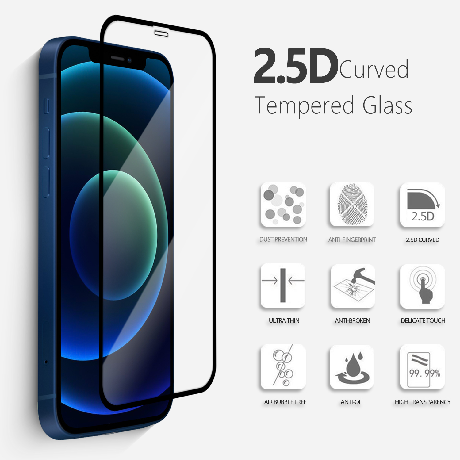 2-pack - iPhone 12 / 12 Pro - 9H Härdat Glass - Top Kvalitet