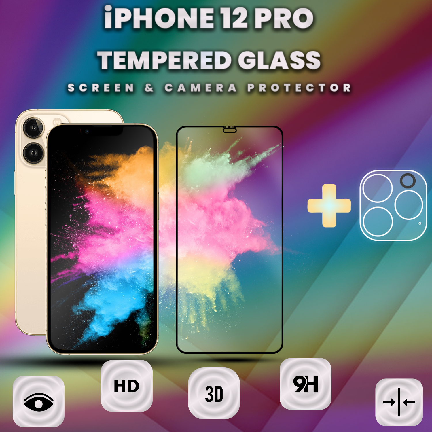 1-Pack iPhone 12 Pro - skärmskydd & 1-Pack linsskydd-Härdat Glas
