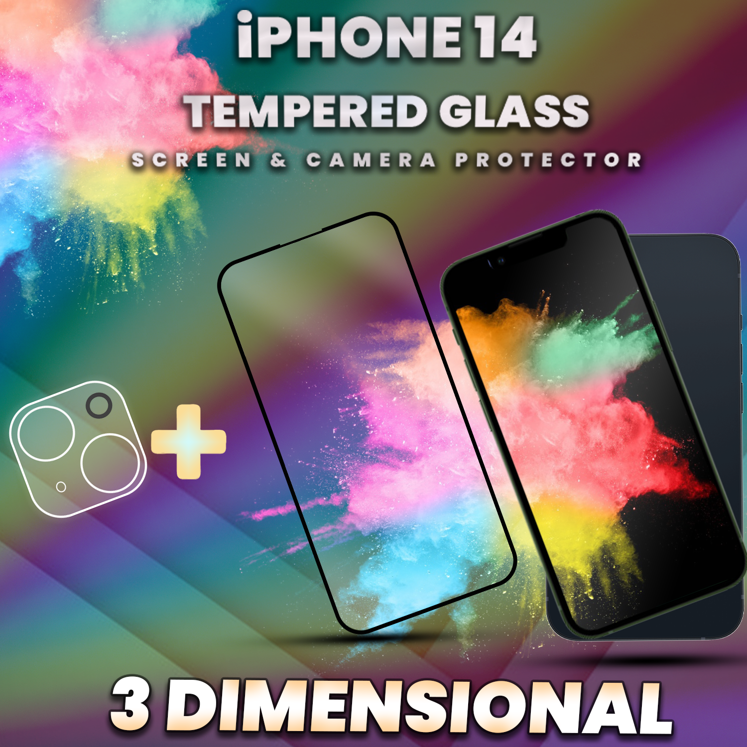 iPhone 14 - skärmskydd & linsskydd - härdat glas 9H - 3D