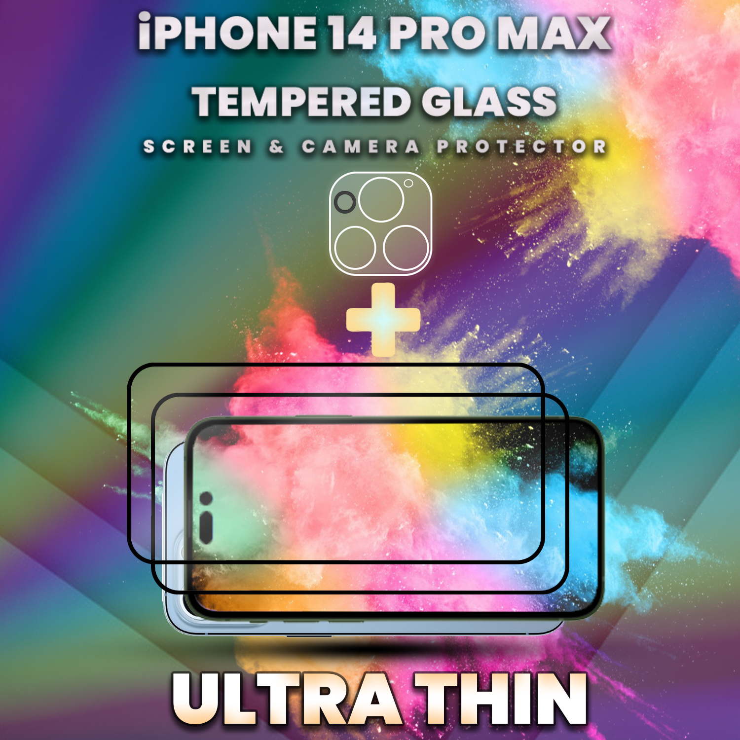 2-Pack iPhone 14 Pro Max- skärmskydd & linsskydd- härdat glas 9H