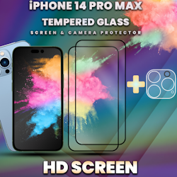 2-Pack iPhone 14 Pro Max- skärmskydd & linsskydd- härdat glas 9H
