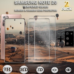 2-Pack Samsung Note 20 Skärmskydd & 1-Pack linsskydd - Härdat Glas 9H - Super kvalitet 3D
