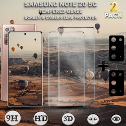 2-Pack Samsung Note 20 (5G) Skärmskydd & 2-Pack linsskydd - Härdat Glas 9H - Super kvalitet 3D