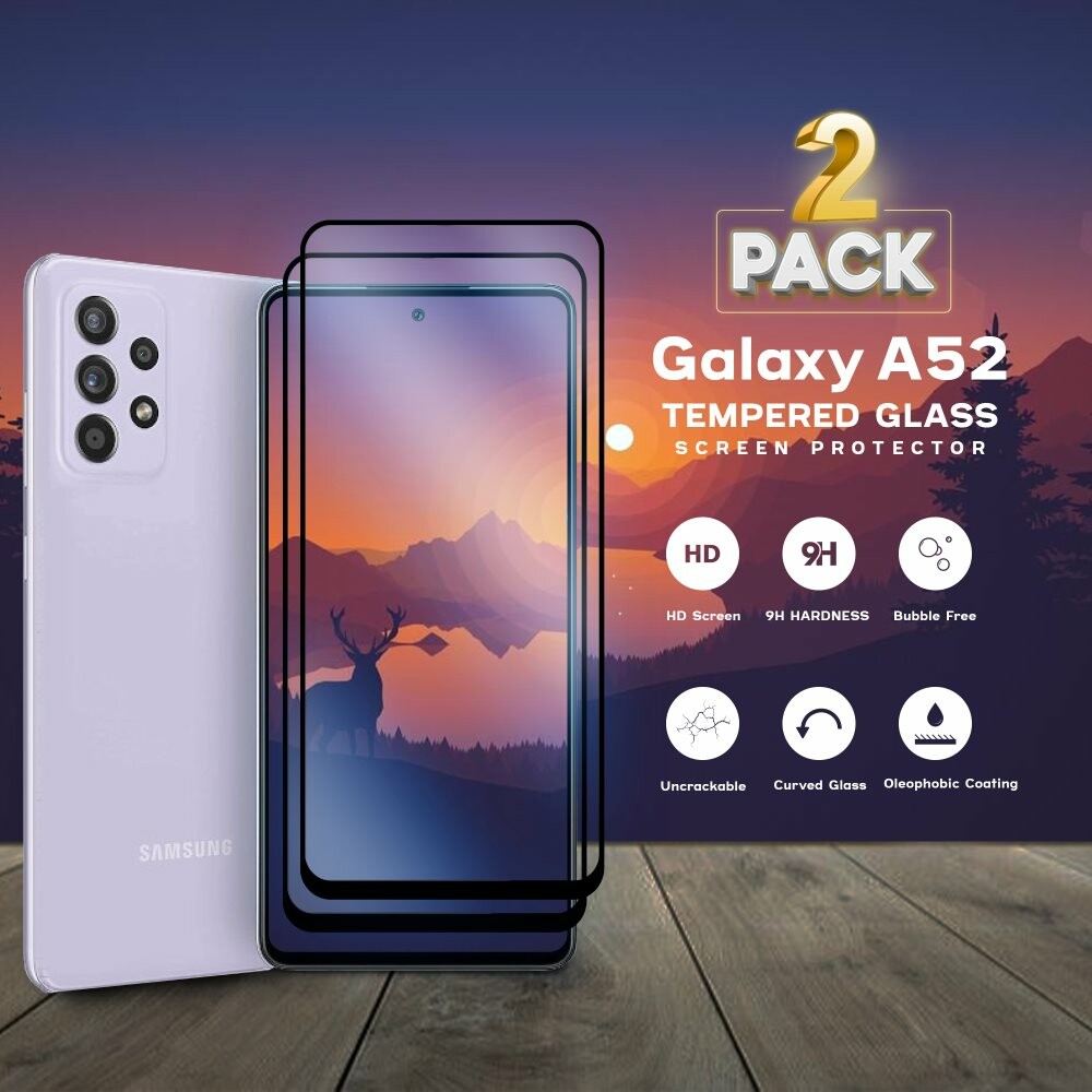 2 Pack Samsung Galaxy A52 - Härdat Glas 9H - Super kvalitet 3D Skärmskydd