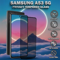 1-Pack Privacy Skärmskydd For Samsung A53 (5G) - Härdat Glas 9H - Super Kvalitet 3D