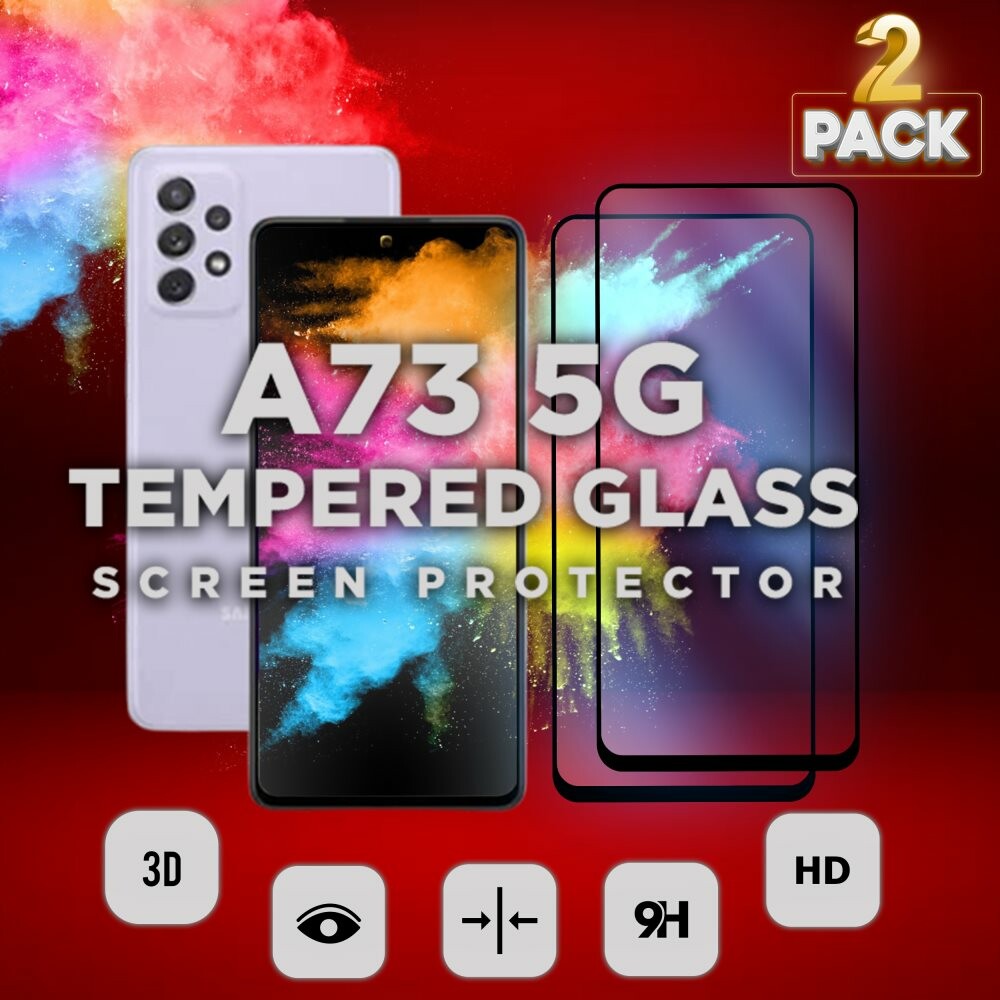 2 Pack Samsung Galaxy A73 5G - Härdat glas 9H-Super kvalitet 3D
