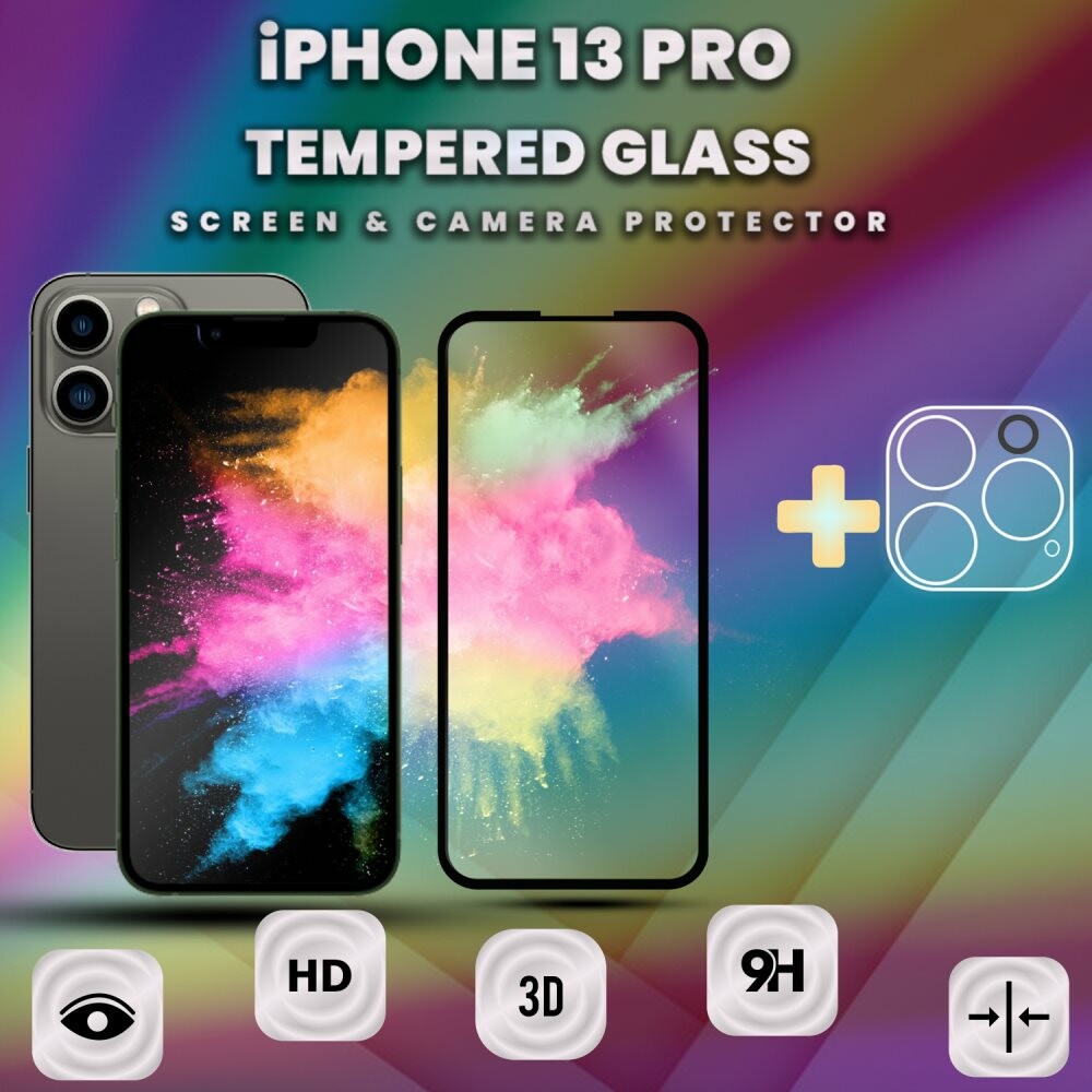 1-Pack iPhone 13 Pro - Skärmskydd & 1-Pack linsskydd - 9H Glas