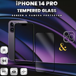 1-Pack iPhone 14 Pro-Skärmskydd & 1-Pack linsskydd -Härdat Glas