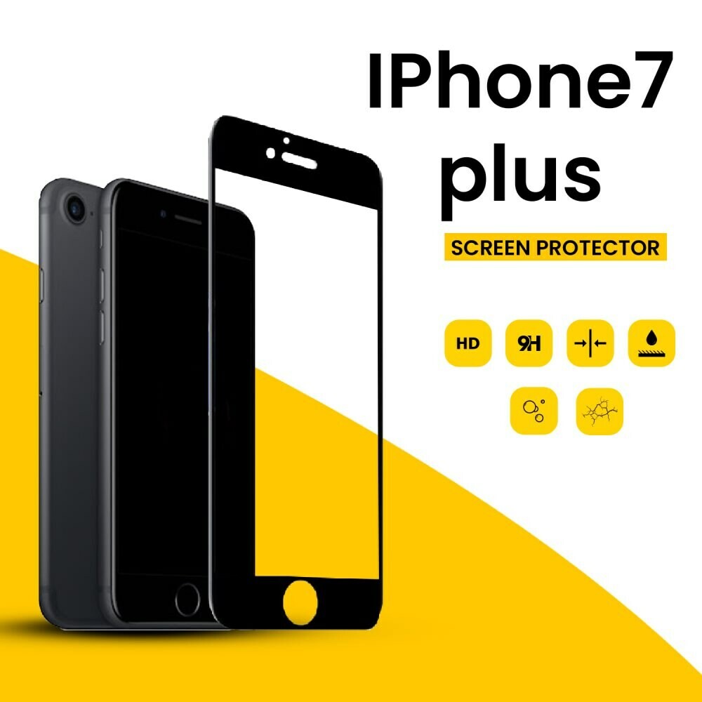 Iphone 7 plus SVART - 9H Härdat Glas - 3D Skärmskydd