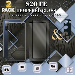 2-Pack Samsung S20 FE Skärmskydd & 1-Pack linsskydd - Härdat Glas 9H - Super kvalitet 3D