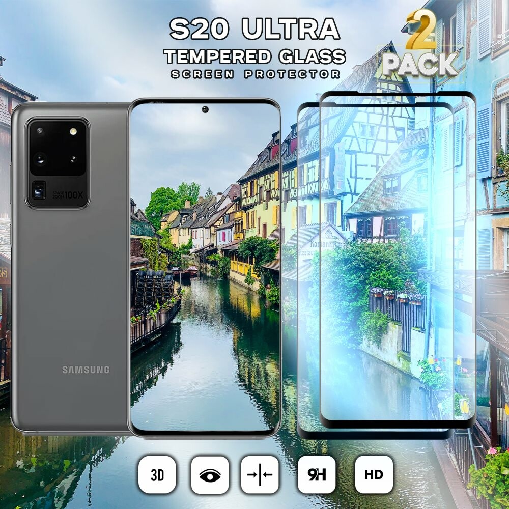 2-Pack Samsung Galaxy S20 ULTRA - Härdat glas 9H-Super kvalitet 3D Skärmskydd