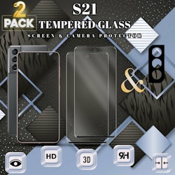 2-Pack Samsung S21 Skärmskydd & 1-Pack linsskydd - Härdat Glas 9H - Super kvalitet 3D