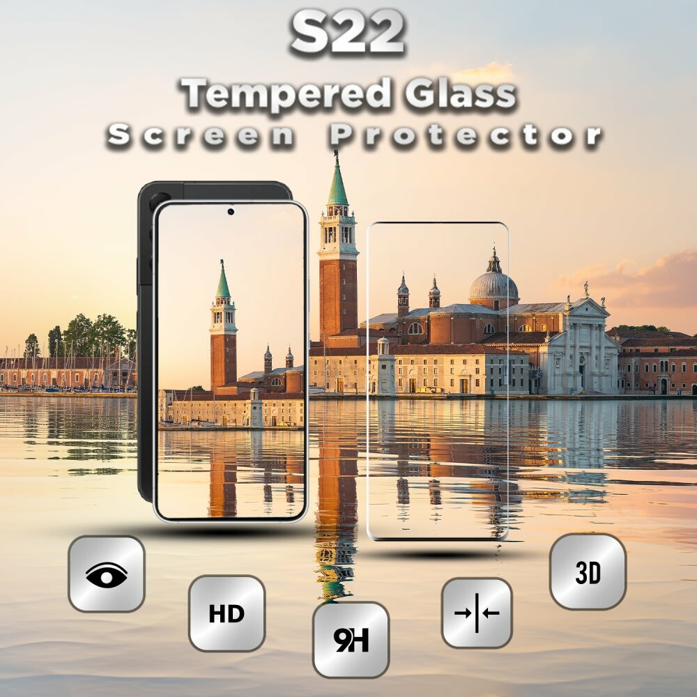 1-Pack Samsung S22 Skärmskydd - 9H Härdat Glass - 3D Super Kvalitet
