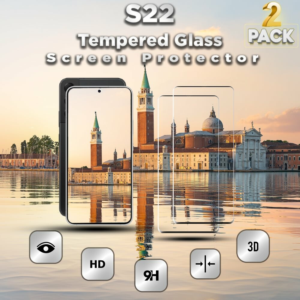 2-Pack Samsung S22 Skärmskydd - 9H Härdat Glass - 3D Super Kvalitet