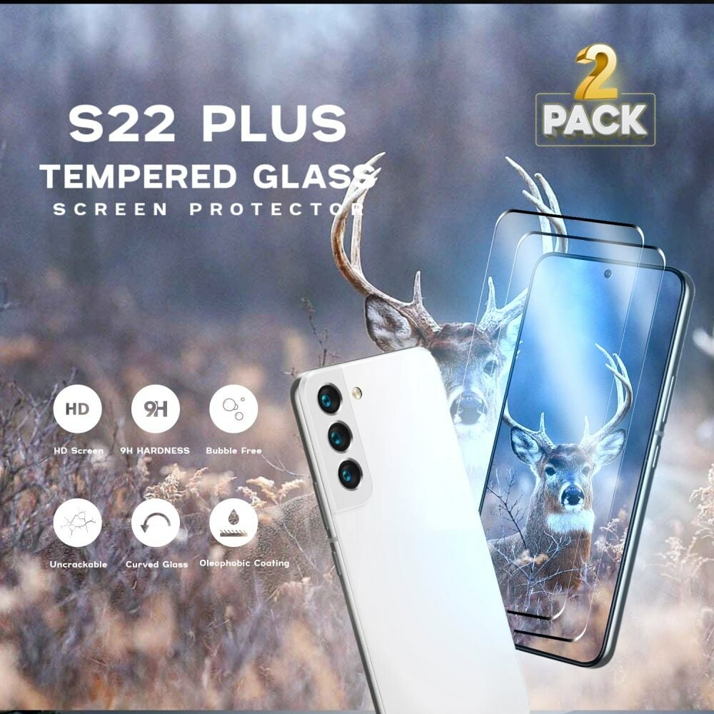 2-Pack Samsung Galaxy S22 Plus - Härdat Glas 9H - Super Kvalitet 3D Skärmskydd