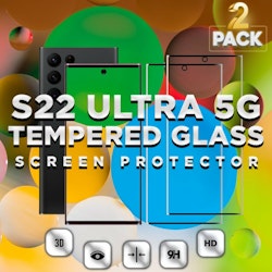 2 Pack Samsung S22 ULTRA 5G- 9H Härdat Glass -3D Super Kvalitet