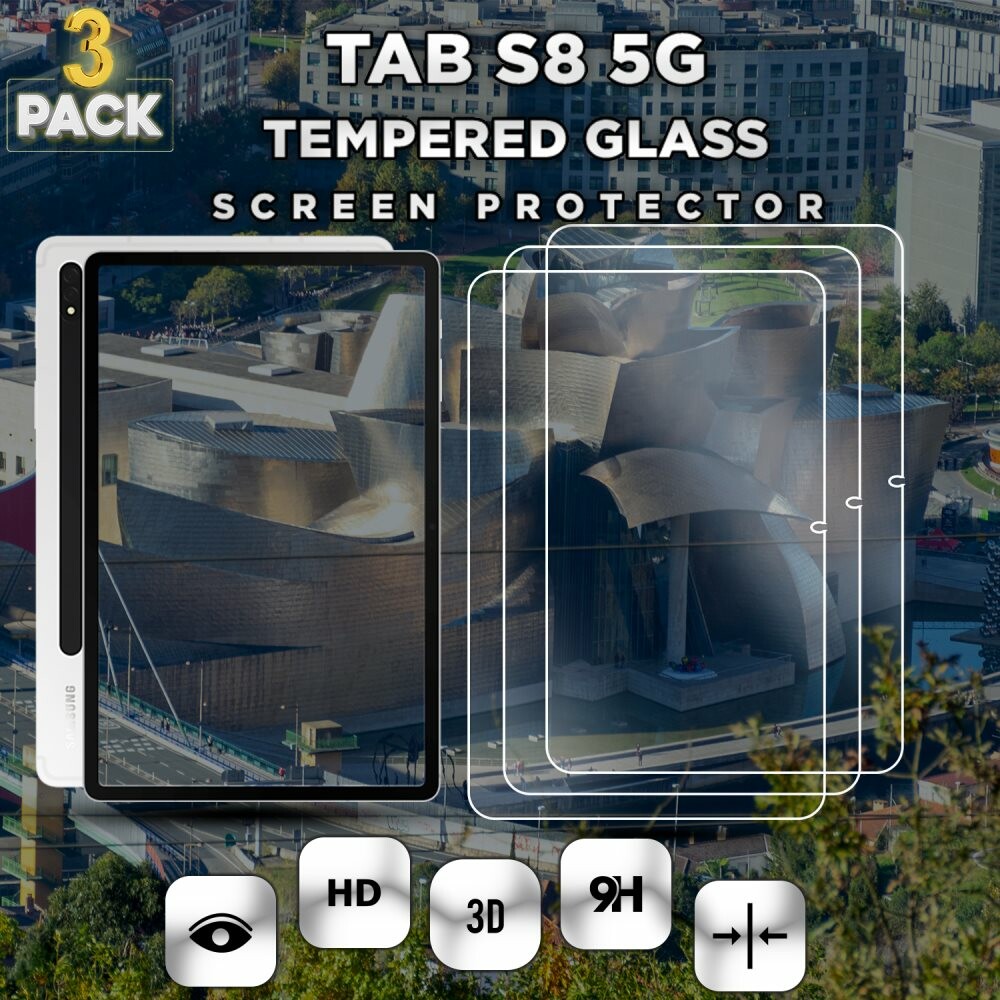 3-Pack Samsung Galaxy Tab S8 5G - Härdat Glas 9H - Super Kvalitet Skärmskydd