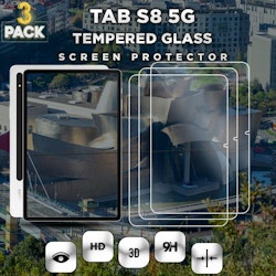 3-Pack Samsung Galaxy Tab S8 5G - Härdat Glas 9H - Super Kvalitet Skärmskydd