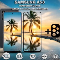 Samsung A53 & 1-Pack linsskydd - Härdat Glas 9H - Super kvalitet 3D