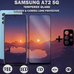 Samsung A72 5G & 1-Pack linsskydd - Härdat Glas 9H - Super kvalitet 3D